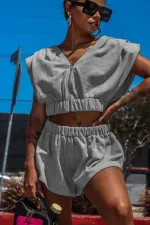 SC Fashion Sexy Solid Color Loose Shorts Suit WY-6826