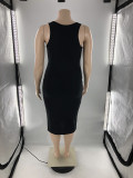 SC Plus Size Solid Sleeveless Bodycon Midi Dress LP-6298
