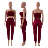 SC Solid Tube Top And Pants Two Piece Suits NIK-249