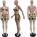 SC Sexy Printed Bra Top Mini Skirt Beachwear Sets BGN-157