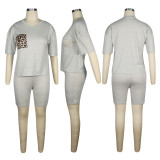 SC Casual V Neck T Shirt And Shorts 2 Piece Sets TE-3978