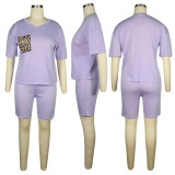 SC Casual V Neck T Shirt And Shorts 2 Piece Sets TE-3978