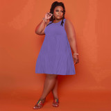 SC Fashion Casual Plus Size Solid Color Sleeveless Dress YSYF-7523