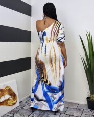 SC Fashion One-sleeve Print Long Dress YIDF-81332