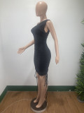 SC Solid Color Casual Drawstring Slim Dress DAI-8362
