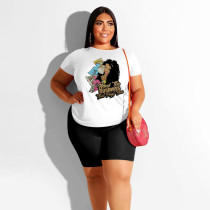 SC Plus Size Casual Printed T Shirt And Shorts 2 Piece Sets GQF-0502