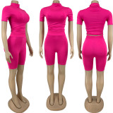 SC Solid Short Sleeve Tight Two Piece Sets FNN-8622