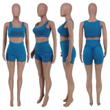 SC Solid Color Casual Vest Shorts Two Piece Sets MXDF-6024