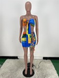 SC Sexy Printed Wrap Chest Hollow Mini Skirt 2 Piece Sets ARM-8301