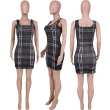 SC Casual Fashion Plaid Print Mini Dress MXDF-6026