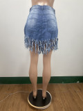 SC Denim Tassel High Waist Mini Skirt DAI-8360