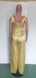 SC Sexy Satin Sleeveless Strap Wide Leg Jumpsuit BN-9286