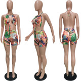 SC Sexy Printed Halter Hollow Out Romper BGN-175