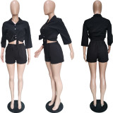 SC Casual Solid Shirt Top And Shorts 2 Piece Sets BGN-178