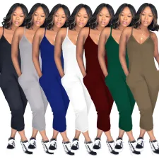 SC Plus Size Solid Sleeveless Casual Jumpsuit MA-Y099
