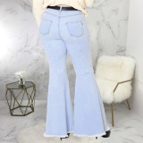 SC Plus Size Fashion Ripped Denim Flared Pants HSF-2417