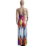 SC Plus Size Sexy Printed Off Shoulder Strapless Jumpsuit WAF-77220