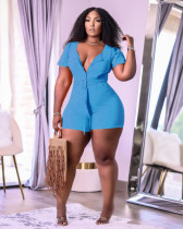 SC Plus Size Solid Color Rompers (With Belt) LFDF-70011
