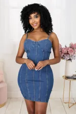 SC Plus Size Denim High Waist Bodycon Dress LX-3005