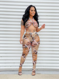 SC Sexy Printed Wrap Chest Two Piece Pants Set LM-8267