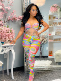 SC Sexy Printed Wrap Chest Two Piece Pants Set LM-8267