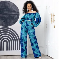 SC Plus Size Printed Long Sleeve Off Shoulder 2 Piece Sets NNWF-7239