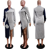 SC Sexy Printed Long Sleeve Irregular Shirt Dress WY-6818