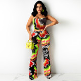 SC Sexy Printed Tube Top And Pants Two Piece Sets TE-4307