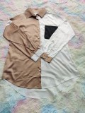 SC Plus Size Casual Patchwork Long Sleeve Shirt Top BLI-2503