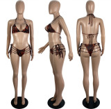 SC Sexy Printed Bikinis With Long Cloak 3 Piece Sets LSL-6458