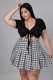 SC Plus Size Short Sleeve Plaid Skirt Two Piece Sets XYF-9110