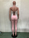 SC Sexy Printed Off Shoulder Bandage Tube Jumpsuit BN-9290