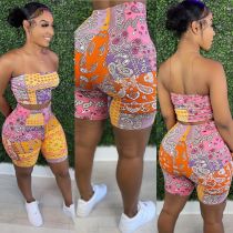 SC Sexy Printed Tube Top And Shorts 2 Piece Sets APLF-5067