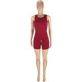 SC Solid Sports Tank Top And Shorts 2 Piece Suits MEI-9195