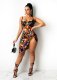 SC Sexy Printed Sling Bodysuit+Mini Skirt 2 Piece Sets ZNF-9098