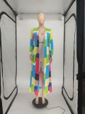 SC Colorful Plaid Full Sleeve Long Cloak Coat SMF-8107