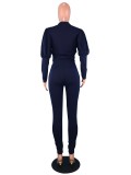SC Solid Long Puff Sleeve Top And Pants 2 Piece Sets SMD-82078