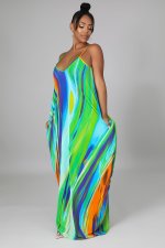 SC Sexy Printed Spaghetti Strap Maxi Dress YIDF-81335