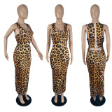 SC Sexy Leopard Sleeveless Hollow Long Dress MUKF-059