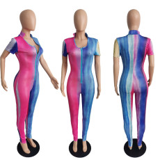 SC Sexy Colorful Short Sleeve Zipper Jumpsuit MUKF-025