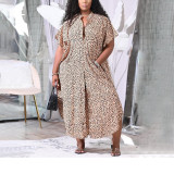 SC Plus Size Casual Printed Short Sleeve Maxi Dress NNWF-7249