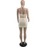 SC Plus Size Solid Color Vest Short Skirt Two Piece Sets WAF-77211