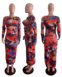 SC Sexy Printed Long Sleeve Hollow Slim Maxi Dress OM-60059