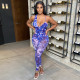 SC Sexy Printed Irregular Bodysuit+Pants 2 Piece Suits WMEF-20765