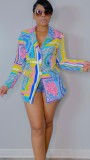 SC Colorful Printed Notched Collar Full Sleeve Blazer Coat QZX-6225