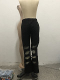 SC Plus Size Denim Hole Inelastic Straight Long Jeans HSF-2062