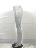 SC Fashion Imitation Denim Print Drawstring Stacked Pants YFS-3618