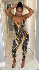 SC Sexy Printed Backless Cross Strap Jumpsuit FST-FA7182