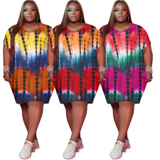 SC Plus Size Printed Short Sleeve Casual Dress FST-FA7200