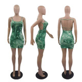 SC Sexy Printed Spaghetti Strap Backless Mini Dress YUF-1001